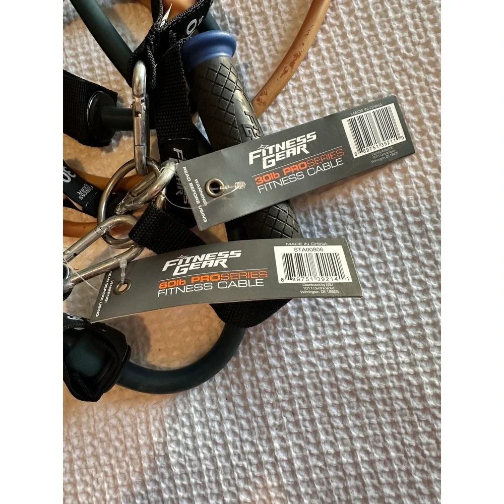 Fitness Gear Resistance Bands‎ Set 30lb 40lb 60lb Pro Series Cables NWT